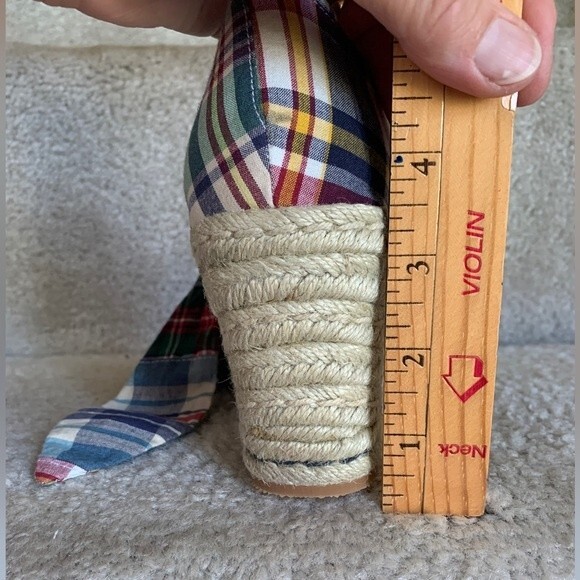 Tommy Hilfiger Madras Plaid Wedge Espadrille Sandals Size 9M - Picture 8 of 8